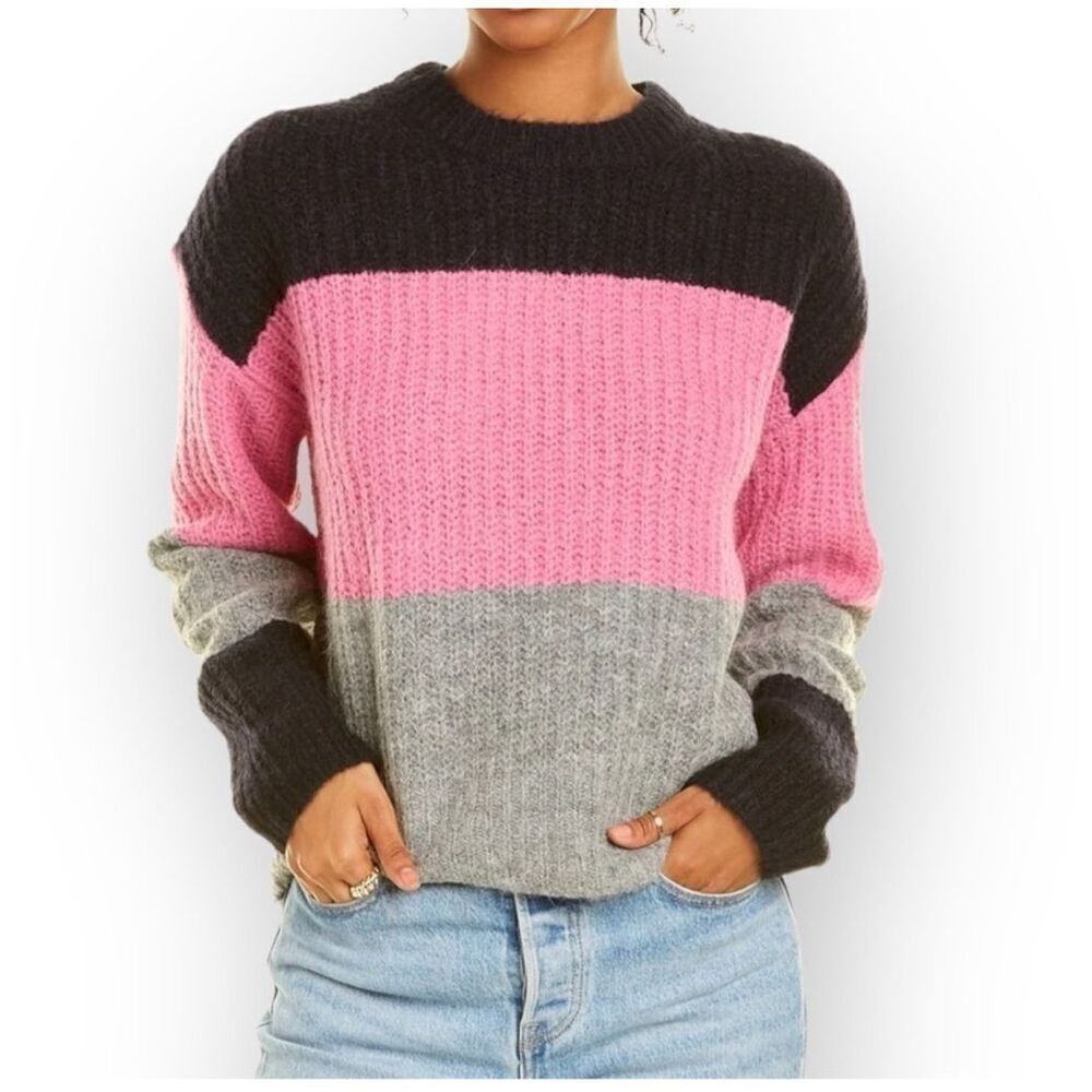 A.L.C. Womens Small Robertson Alpaca & Wool-Blend Color Block Sweater